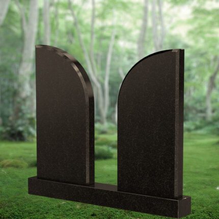 Monument din granit negru DUBLU cu montare
