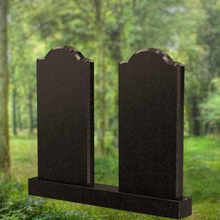 Monument din granit negru DUBLU cu montare