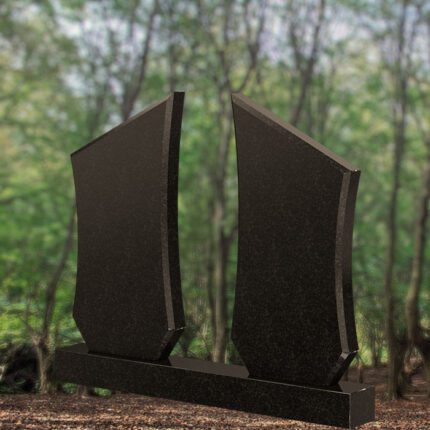 Monument din granit negru DUBLU cu montare