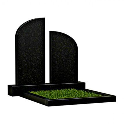 Monument din granit negru DUBLU cu montare