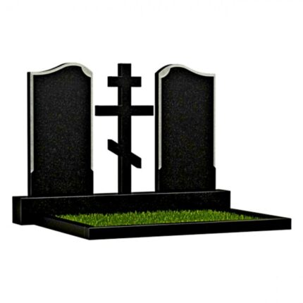 Monument din granit negru DUBLU cu montare