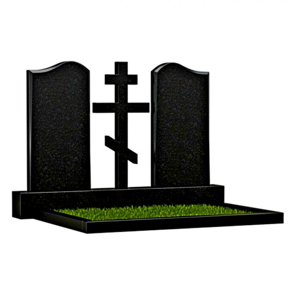 115 Monument din granit negru DUBLU cu montare